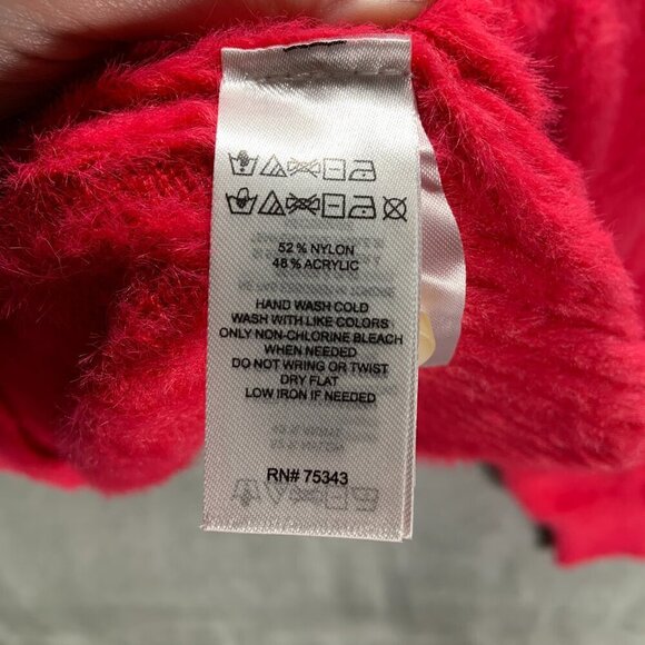 Jessica Simpson Cardigan Women's Medium Hot Pink Fuzzy Barbiecore Artsy Kawaii - Picture 6 of 10